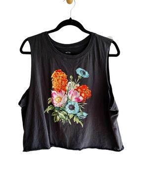 Doe Floral Graphic Cropped Muscle Tank